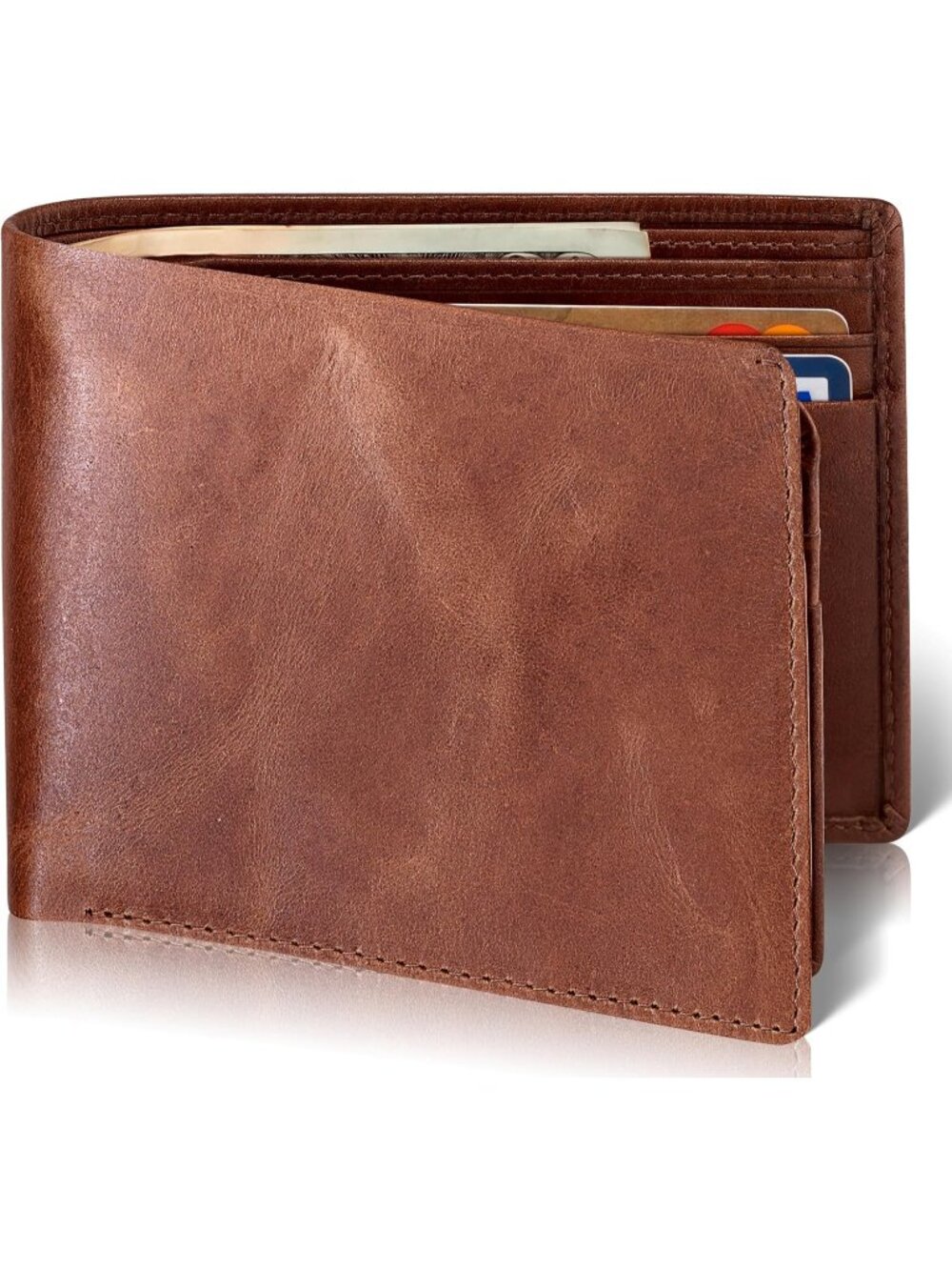 Men's With NO Logo - Forest Brown Top Leather Premium Leather RFID Wallet